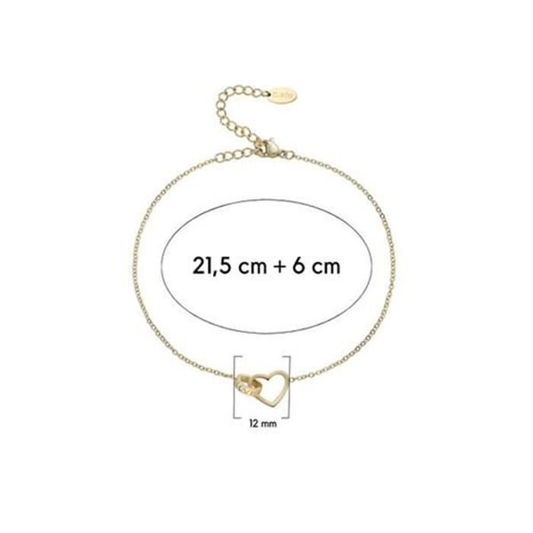 Ankelarmband - CRYSTALP - Set 29004.EG - Guldpläterad - Interconnected hjärta - Längd 21,5 cm