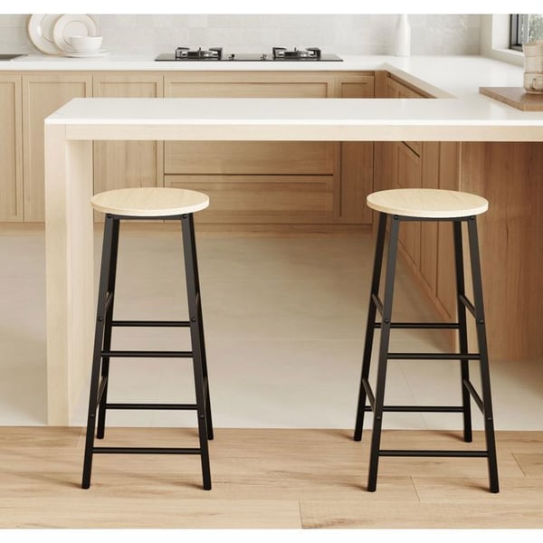 DESIGN AMEUBLEMENT - Design barstolar - Sits i sonoma-melamin - Svart metallstomme - Set om 2 - 71 cm