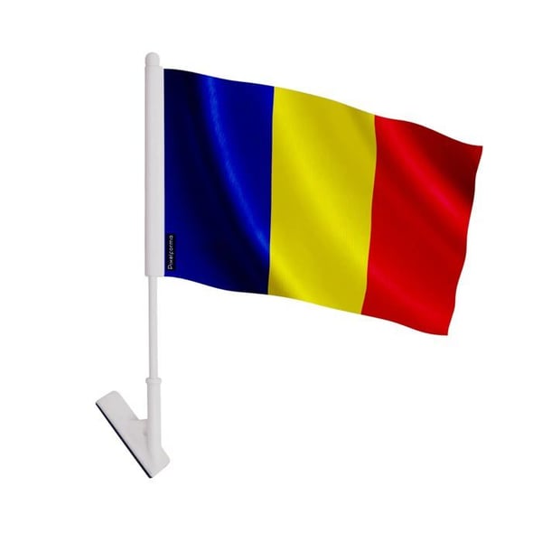 Klistret flagga Rumänien – 14 x 21 cm – Mjuk polyester – Lätt att klistra – 5 stycken – Pixelforma