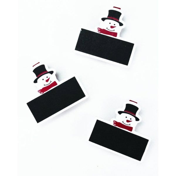 MégaCréa DIY - Snögubbe klädnypa griffeltavla 4,5cm 3 stycken
