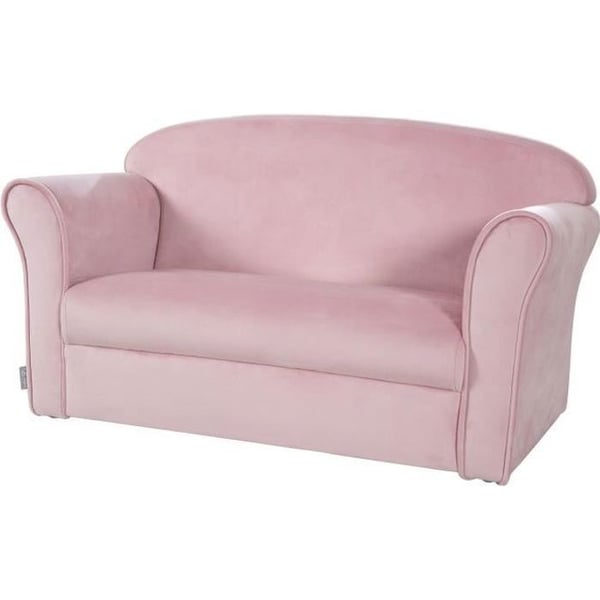ROBA Mini Barnsoffa i Velvet Lil Sofa - Bekvämt ryggstöd med armstöd - Rosa
