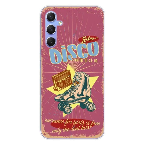 Tryckt silikonfodral som är kompatibelt med Samsung Galaxy A34 5G Retro disco