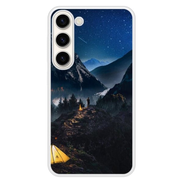 Coque i förstärkt silikon med tryck, kompatibel med Samsung Galaxy S23 Enbart i Berg.