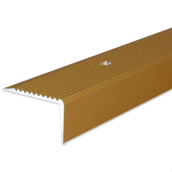 PROVISTON Trappsteg 20 x 40 x 2000 mm Trappsteg Hörnprofil Mot slutet Kombinerad Hörnprofil Anodiserad gul aluminium med hål