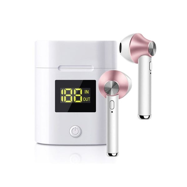 Trådlösa hörlurar Bluetooth 5.0 TWS Modell JeezPro med rosa LED-skärm