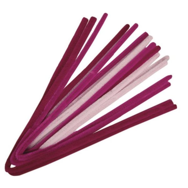Chinchillafilt - blandning, mörkrosa nyanser, 50x0,9cm, assorterad, 10 st