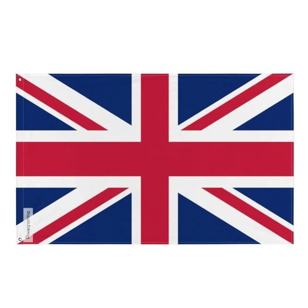 Storbritannienflagga – 90 x 150 cm – Hållbar Polyester – 2 Metallöljett – Inomhus / Utomhus – Pixelforma