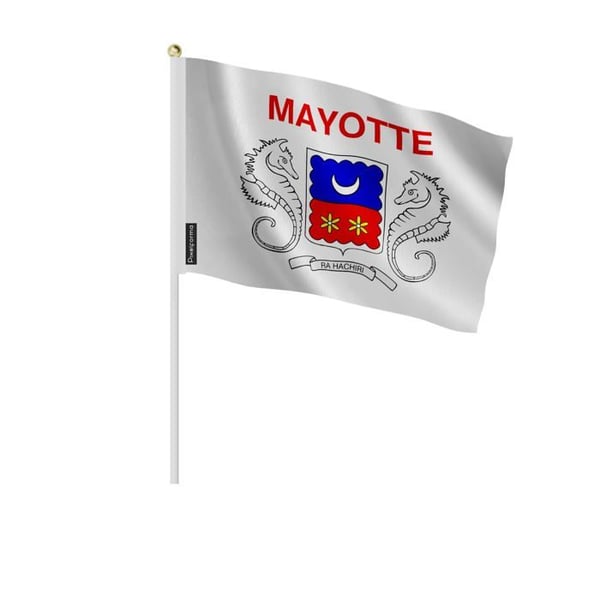 Mini Flagga för Mayotte – 30 x 45 cm – Att Hålla i Hand – Polyester – 1 styck – Pixelforma