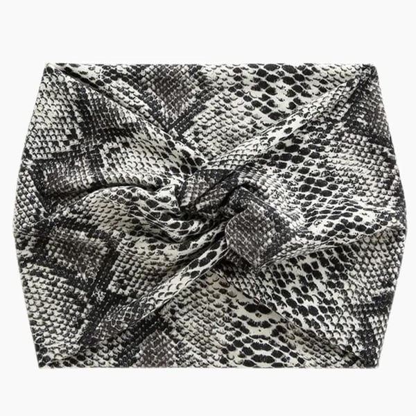 Huvudband Turban - AVIZAR - Pythontryck - Mjuk Bomull - Grå - Kvinna