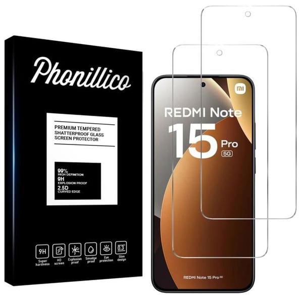 Härdat glas för Xiaomi Redmi Note 15 PRO 5G [Pack 2] Skärmskydd Film Phonillico®