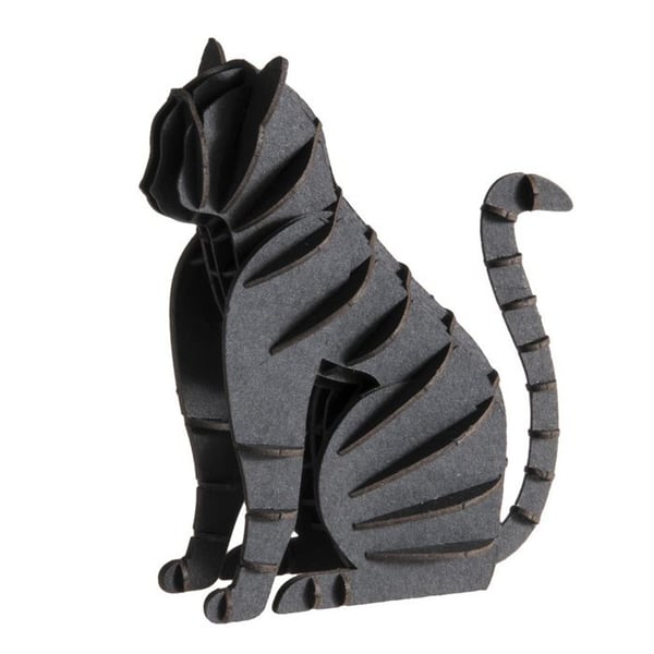3D-pappermodell - FRIDOLIN - Svart katt - 7 x 8 x 4 cm - Kartong - Laserskurna delar