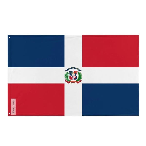 Dominikanska republikens flagga – 128 x 192 cm – Polyester – Järnöglor – Vattentålig