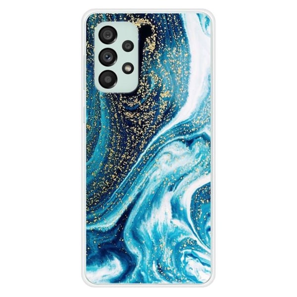 Silicone-skal - Kompatibel med Samsung Galaxy A73 5G - design av blå glittermarmor