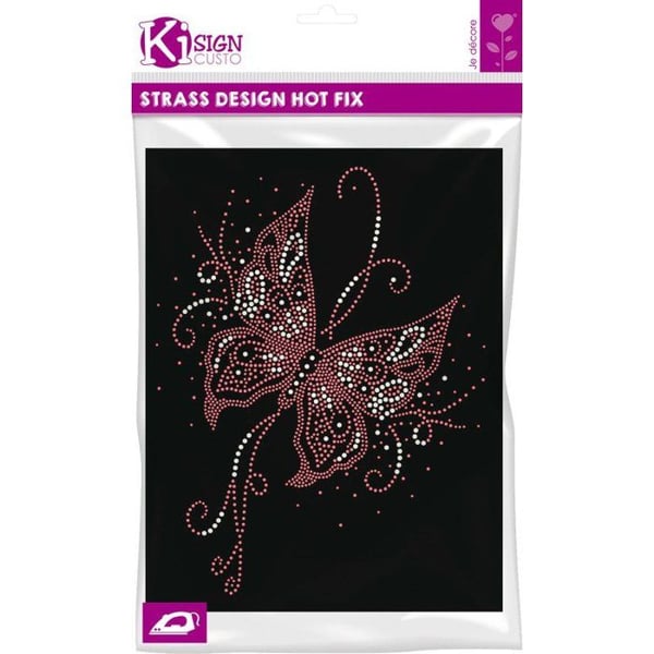 Ki-Sign - Värmeöverföring med nitar och strass Fjäril 20x26 cm