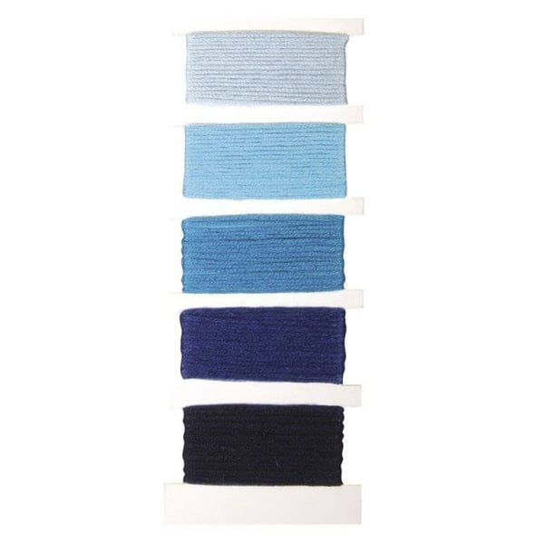StitchKnot bomullssnöre, 5 färger varje 10m i, klarblå