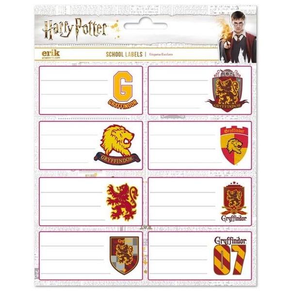 Gryffindor klistermärken - Grupo Erik - 16 stycken - 8x4 cm - Röd eller guld - Multifunktionell - Självhäftande