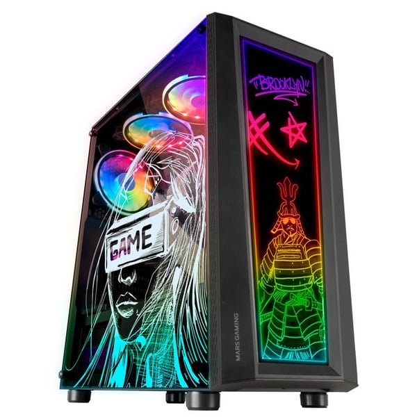 ATX-chassi - Mars Gaming - MC-ART - 12CM - Svart - Härdat glas - Midi-Tower