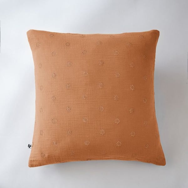 Broderad Kudde "Gaïa Boho" 60 x 60 cm & 50 x 70 cm "Gaze de Coton" Fjärilseffekt - Gaia Boho Aprikos - Kudde
