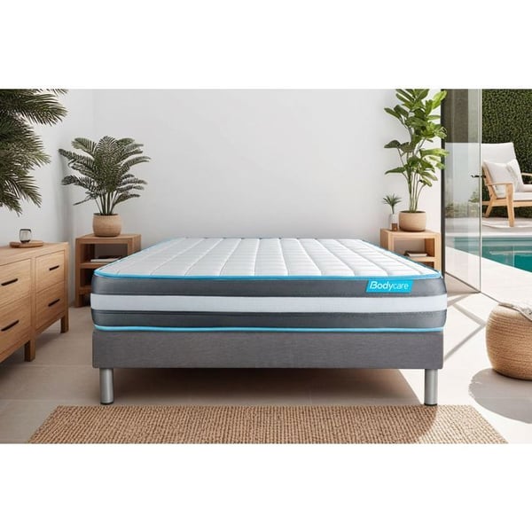 Sängset madrass 180x200 Bodyform Minnesskum - 20 cm - Fast - grå sängram kit