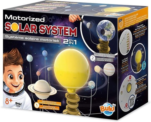 Utbildningsleksak - BUKI FRANCE - Motoriserat solsystem - 8 planeter - Solens belysning - Möjliga förmörkelser