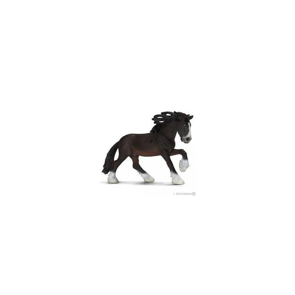 Schleich Figurine - Shire Stallion - Farm Animal - Svart, vit och brun