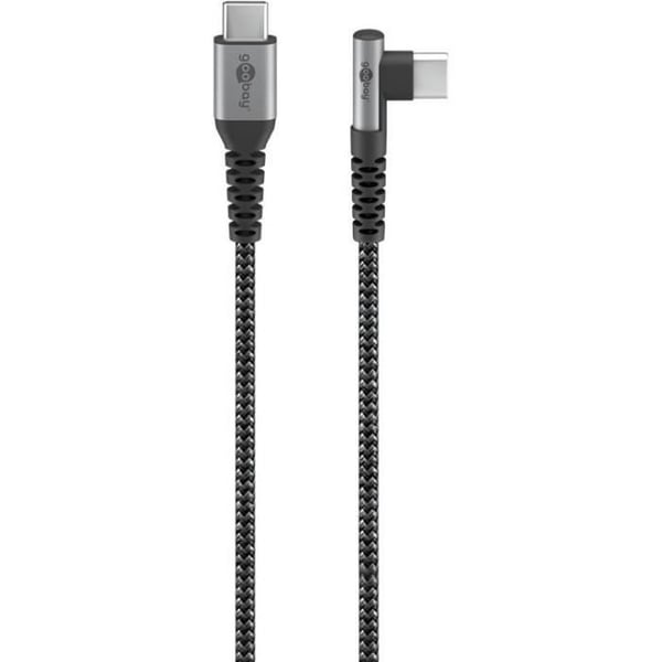 USB-C™-kabel - Goobay - Böjd modell - 60W - 0,5 m - Särskilt grå/silver
