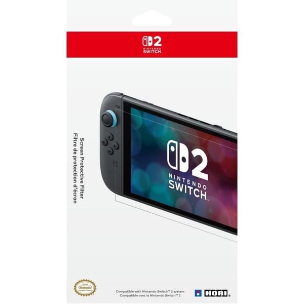 Skärmskydd i härdat glas - HORI - Nintendo Switch 2 - Anti-bubbla - Stötabsorberande - Repbeständig - 100 % transparent