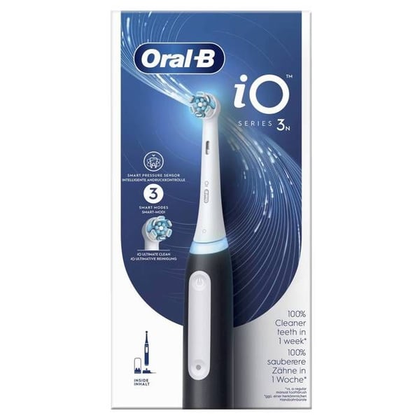 Elektrisk tandborste - BRAUN ORAL-B - iO 3N - Svart - 3 borstlägen - Uppladdningsbar