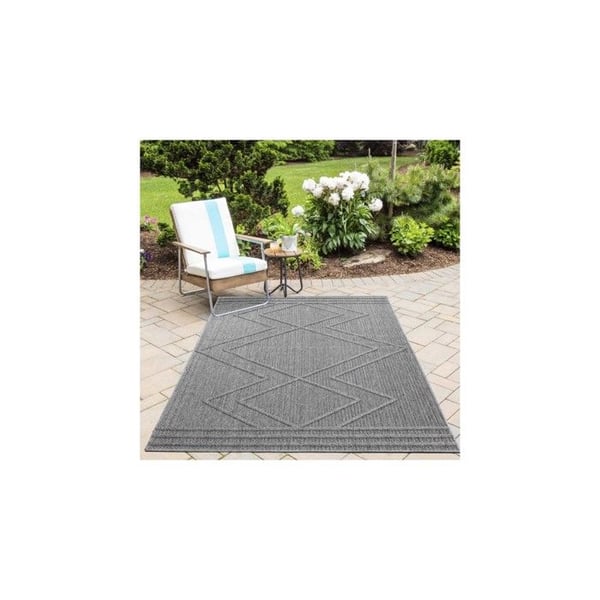 Mat Balkong Kök Terrasser Utomhus Inomhus geometrisk zigzag rutigt Grå (Dimension: 160x230 cm)