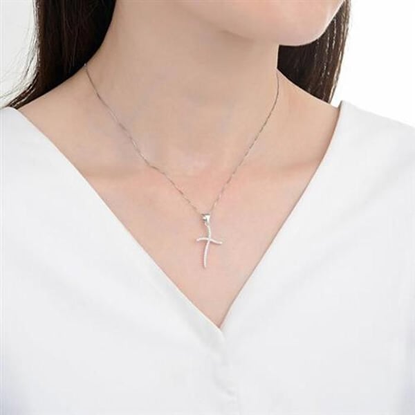 Tidlös silverhängsmycke Kors med kubisk zirkon P0000743