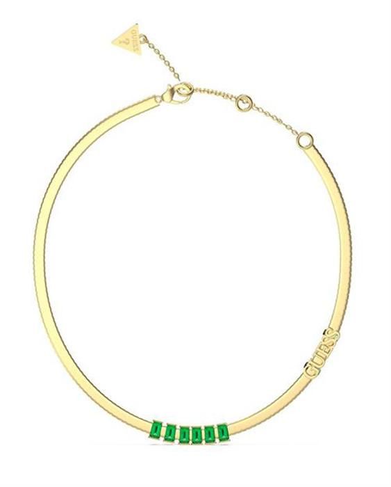 Guldpläterad halsband med gröna kristaller Hashtag JUBN04255JWYGEMT/U