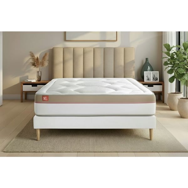 Pack madrass LE COSY 200x200cm Minnesskum - Tjocklek 30cm + sängram kit Vit