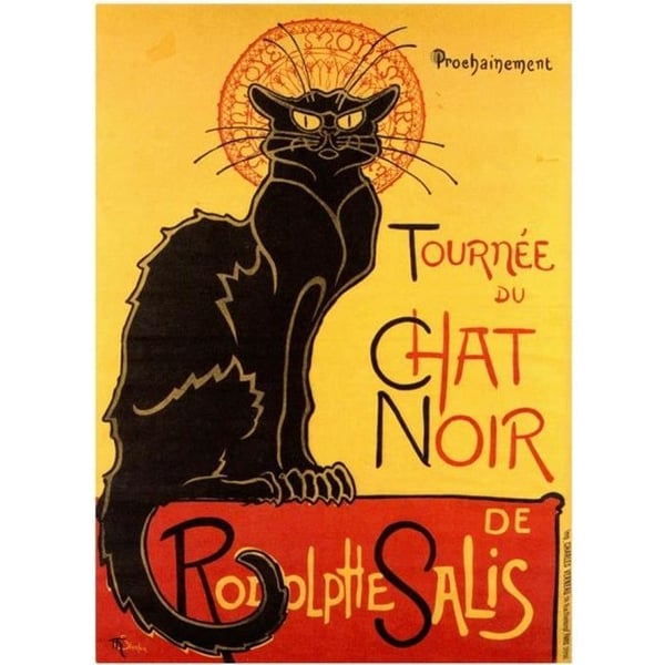 Legendarte - Vintage Artistic Poster Tour of the Black Cat - Målning, tryck på duk cm. 50x70