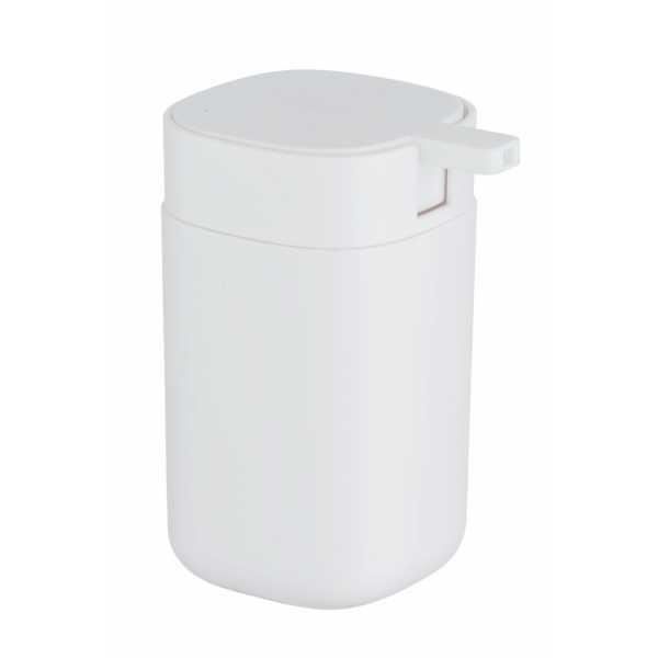 WENKO Davos design dispenser för flytande tvål, kapacitet 350 ml, BPA-fri plast, 9,8 x 13 x 7,8 cm, matt vit