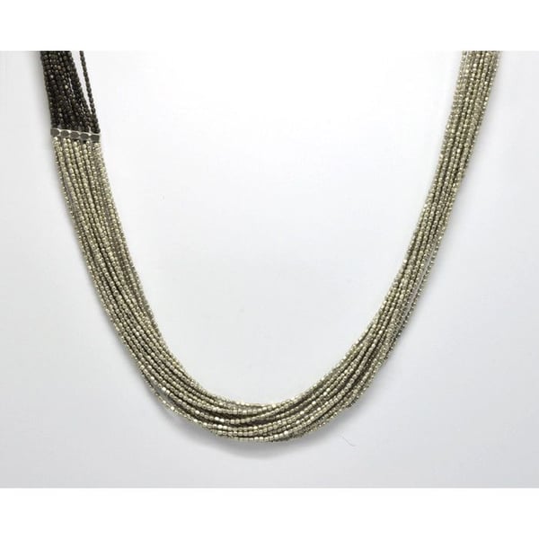 Nataraj - Lång halsband 15 rader Silver och svart