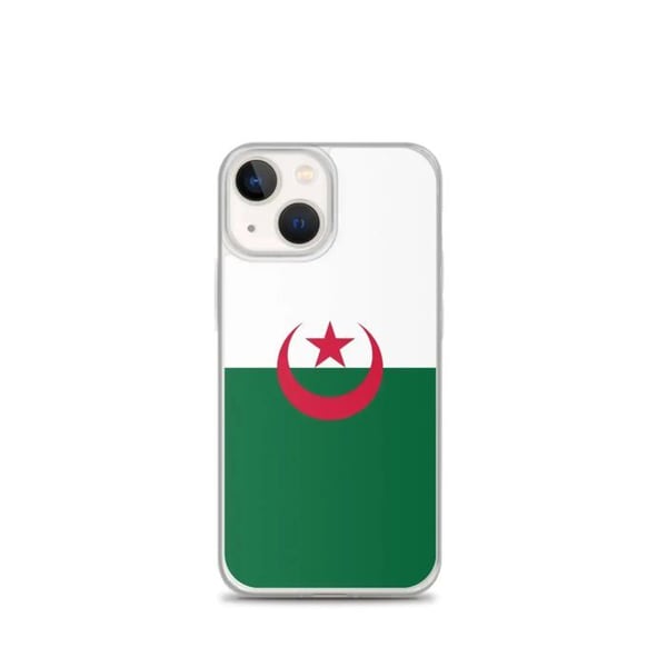 Telefonfodral – Algeriets flagga – Kompatibel med iPhone 13 mini – Mjuk fodral – Slitstark och stötabsorberande - Silikon - Pixelforma