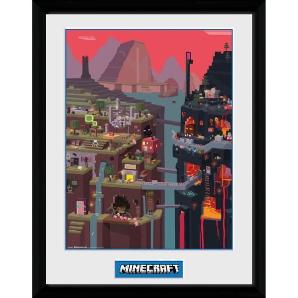 Inramad fotografi - Minecraft Värld - 30x40 cm - Svart - Samtida - Design