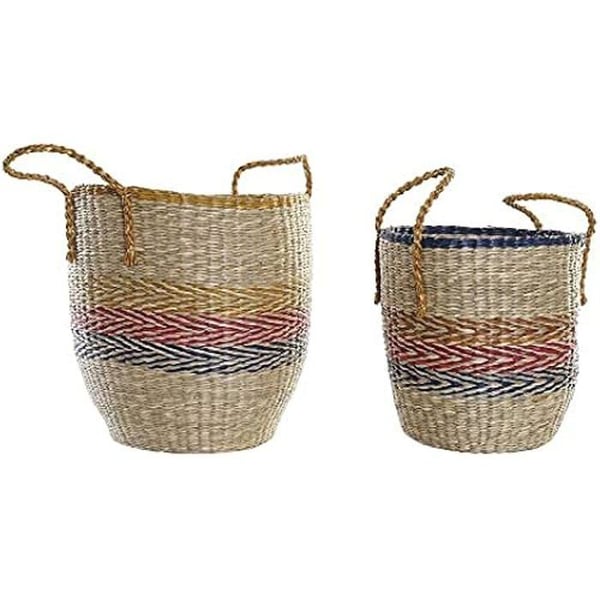 Set av 2 korgar - DKD Home Decor - Orange Grön Gräs Marin - 35 x 22 x 46 cm - Enkel montering