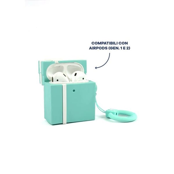 Skal för AirPods (bumper) - MOJIPOWER - AirPods 1/2:a generationen - Blå - 360° skydd - Nyckelring