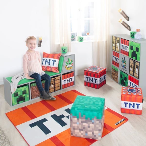 Sats med 2 Fällbara Förvaringslådor - ROBA - Minecraft - Creeper & Bänk för Crafting - Lekfull och Praktisk Organisation
