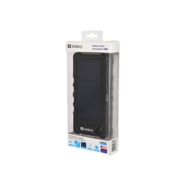 Solenergibank - SANDBERG - Outdoor Solar Powerbank 16000 - Li-Ion 16000 mAh - 3,4 A