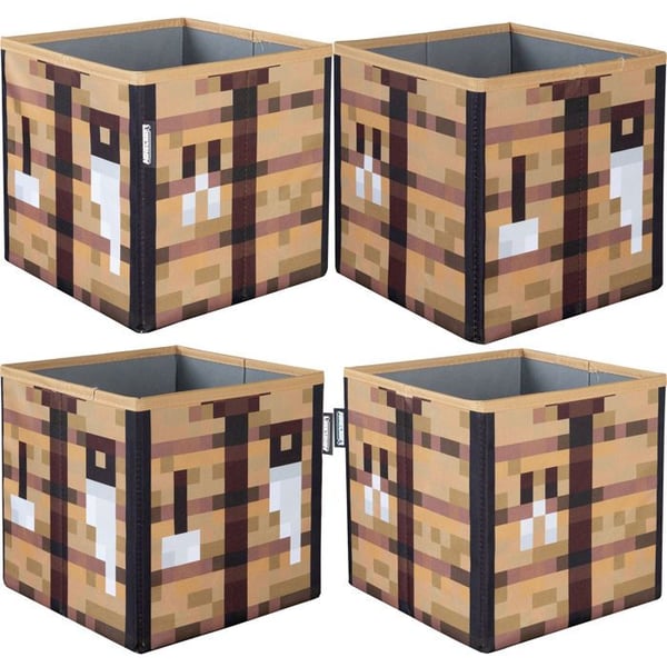 Sats med 2 Fällbara Förvaringslådor - ROBA - Minecraft - Creeper & Bänk för Crafting - Lekfull och Praktisk Organisation