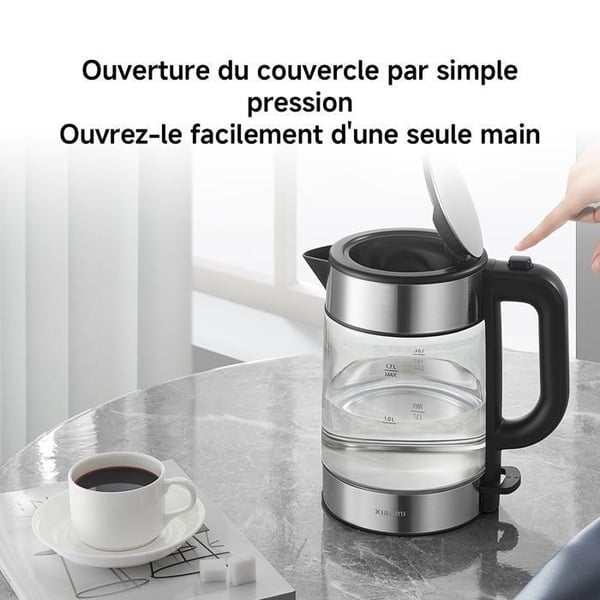 Elektrisk vattenkokare - XIAOMI - BHR7423EU - Svart glas - 2200W - 1,7L - Trådlös