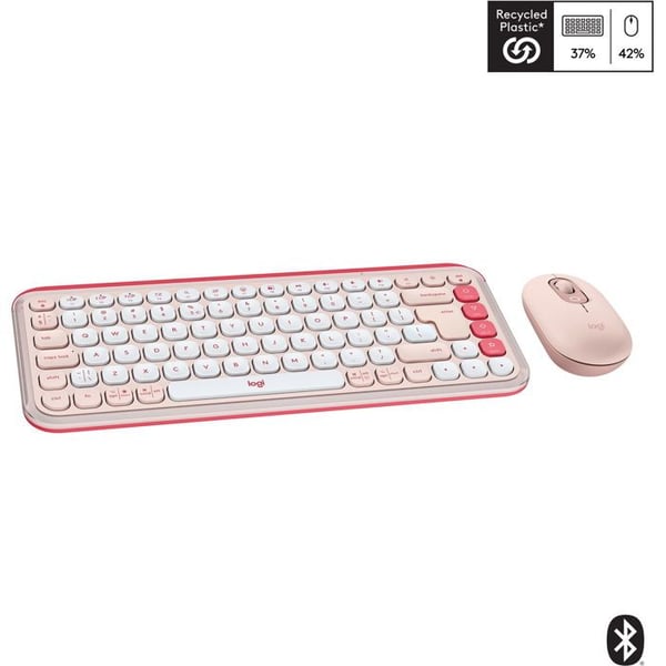 Klavioli- ja hiirikombo - Logitech - Pop Icon Combo - Vaaleanpunainen - Langaton - 4000DPI - 4 painiketta