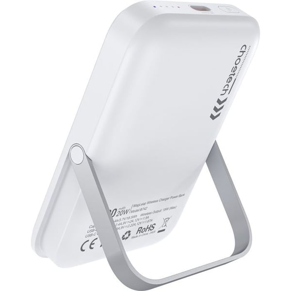 ChoeTech PD20W 5000mAh Magnetisk Power Bank med hvidt stativ ChoeTech PD20W 5000mAh Magnetisk Power Bank med hvidt stativ