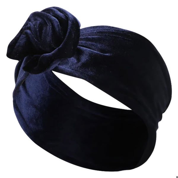 Huvudband Turban - AVIZAR - Enfärgad Sammet - Mörkblå - Komfort och Elegans - För Kvinna