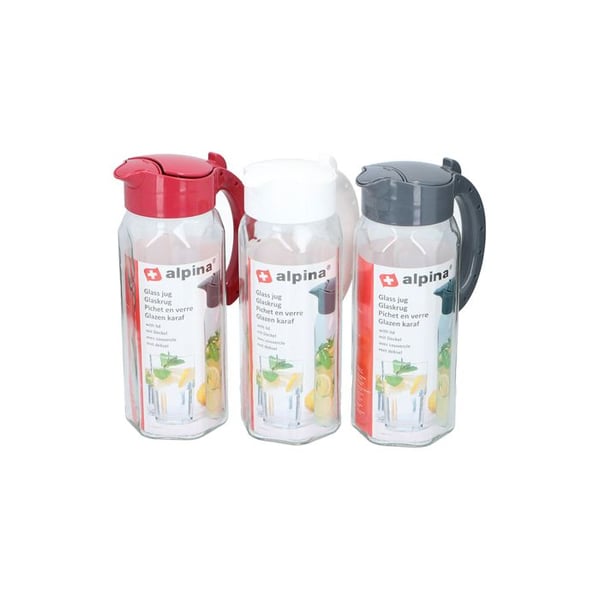 Glasok med lock, assorterade färger, 1,5l. Alpine