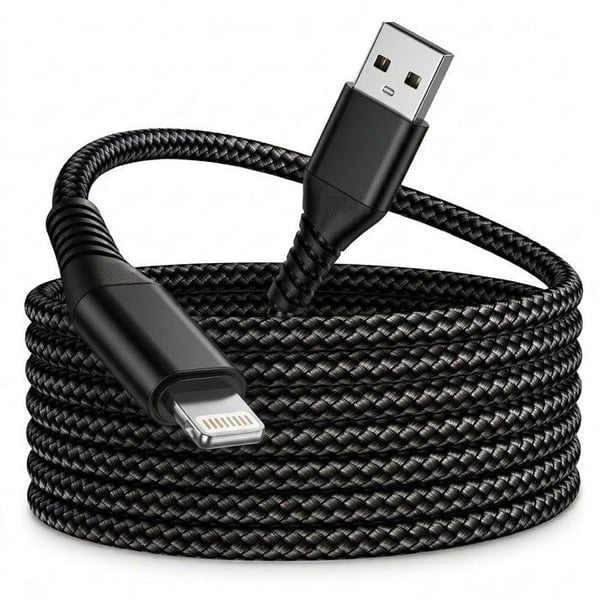 PH26 Nylonflätad Kabel 1 Meter för iPad mini 4, USB A till Lightning Kabel, Laddning och Dataöverföring