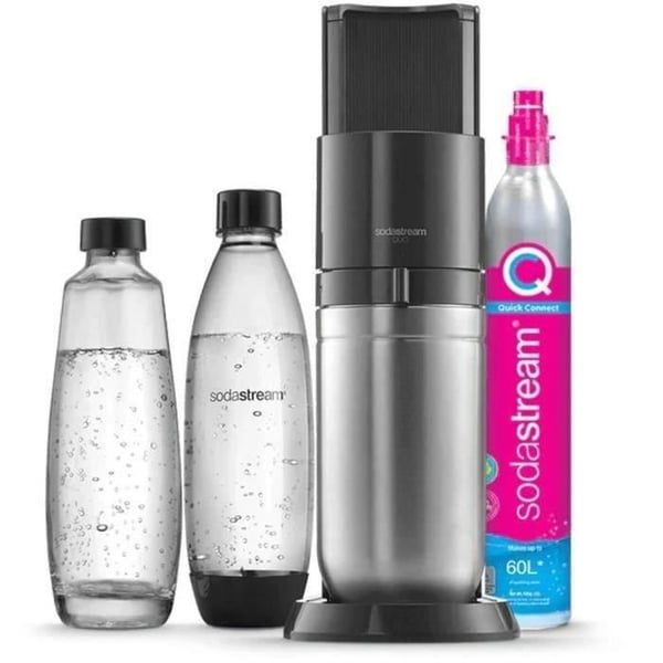 Maskin för läsk och kolsyrat vatten SODASTREAM - DUO Svart - 2 flaskor som är diskmaskinssäkra + 1 gaspatron 60L