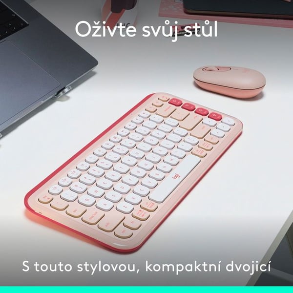 Klavioli- ja hiirikombo - Logitech - Pop Icon Combo - Vaaleanpunainen - Langaton - 4000DPI - 4 painiketta